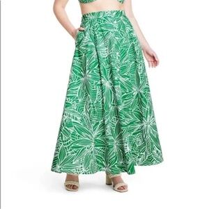 Tabitha Brown for Target Green Tropical Leaf Maxi Skirt
